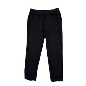 J.JILL Black Linen Blend Straight Leg Crop Pants Sz Medium Tall Pull On Pockets